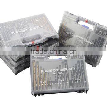 24pcs/set Drill Bits Set Impact Masonry + Wood Flat Drill + Twist Drill Bit for Metal Woodworking photo-3