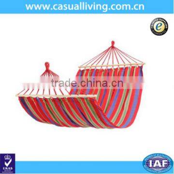 Outdoor Cotton Canvas Fabric Folding Camping Hammock with Wooden Beams