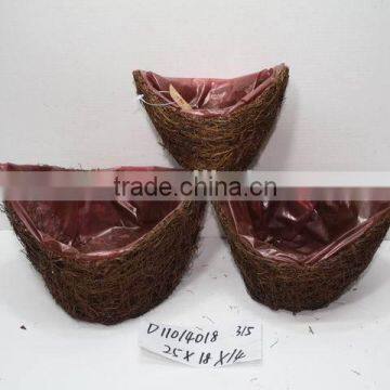 brown color moss and sisal pot garden planters