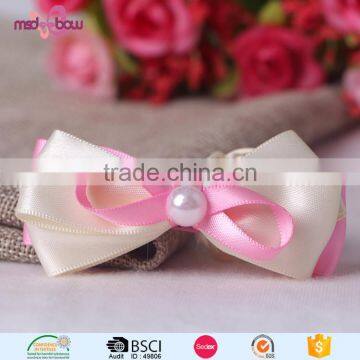 Fancy Design Girls Pink Ribbon Bow Hairgrips Alligator Hair Clip With Bead photo-2