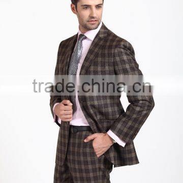 High Quality Woolen Business Suits/ Checked Italy Style Suits for Men photo-3