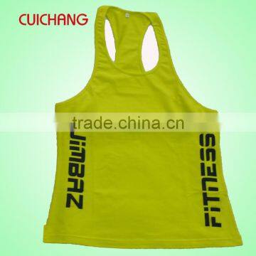 wholesale heat transfer/silk screen print polyester/cotton custom design Sports Wear Women Gym Singlet tank top YDBX-071