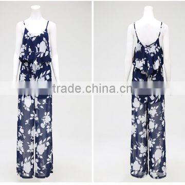 New Arrival Clothing Manufacturer Chiffon Flora Printed Women Jumpsuit photo-3