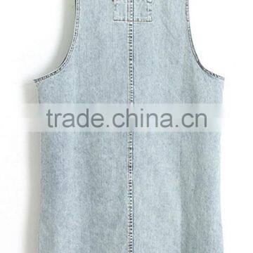2015 Summer Sleeveless Women's Clothing Garment Apparel Direct Factory OEM/ODM Manufacturing Modern Design Blouse in Jean photo-2
