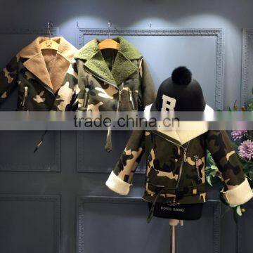 Wholesale bomber jacket childrens camouflage color lambs wool coat