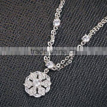 925 Silver Unique Chain Snowflake Diamond Pendant Necklace photo-2