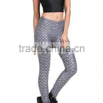 MGOO 2017 Fashion Manufacturer Custom Jersey Leggings 90 Polyester 10 Spandex Leggings Grey Mermaid Scale Print photo-3