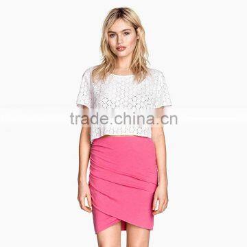 MGOO Popular Latest Fashion Design Women Grey Cotton Slinky Skirts With Magic Wrap Up Knitted Skirts 15144C072 photo-3