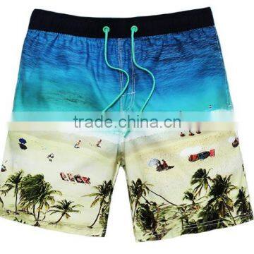 2016 fashion high quality custom 100% polyester quick dry swim shorts for men