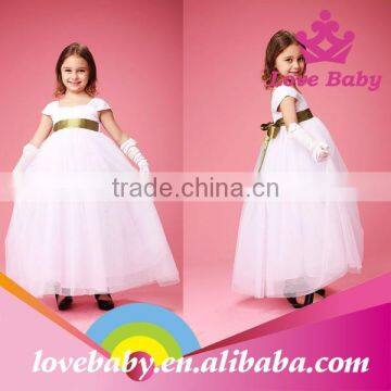 Baby Girls White Party Wedding Elegant Short Sleeves Maxi Dresses photo-3
