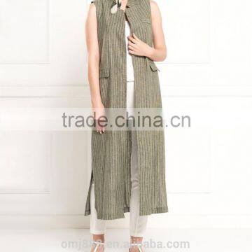 Fashion Ladies Pocket Red Long Vest Pattern photo-3