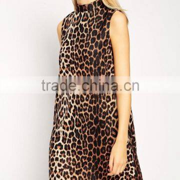 Shift Dress With Funnel Neck in Animal Print photo-3