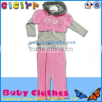 2013 fashion velvet 3pcs girls set, girls child clothing sets, fashion set wholesale clothing sets for girls