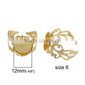 Copper Adjustable Rings Round Gold Plated Pattern Hollow 16.5mm photo-2