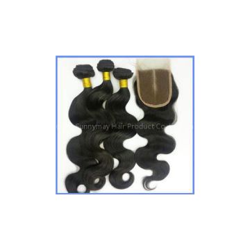 Bundles With Lace Closures Brazilian Body Wave Virgin Remy Human Hair Weft