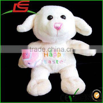 Cream Happy Easter Egg Lamb Plush Soft Toy Stuffed Pink Nose Sheep