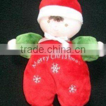 plush merry christmas doll with red cloth apple hat for children