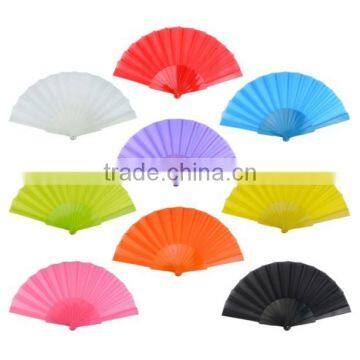 New Design Fabric Folding Hand Fans with Plastic Ribs,Party Costume Performance Plain Hand Fan