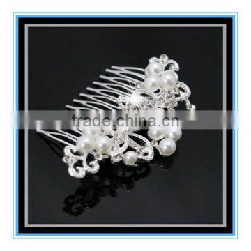 Newest Design White Pearl and Crystal Flower Wedding Bridal Claw Clip Hair Accessories Comb photo-2