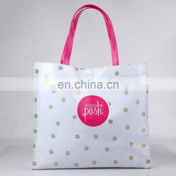 Women White Dots Printing Handle Bag Vinyl Shoulder Crossbody Bag