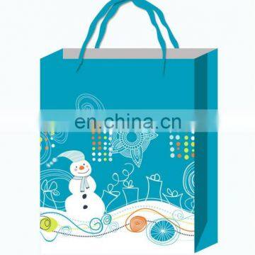 4C printing plastic gift bag for christmas day with ribbon