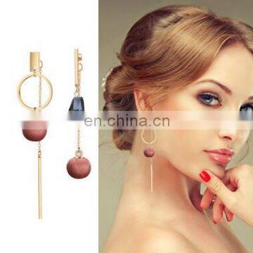 Creative Fashion Tassel Earrings Natural Crystal Bead Circle Blush Earrings