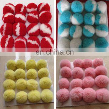 factory custom real animal fur trim 9cm rex rabbit fur pom poms