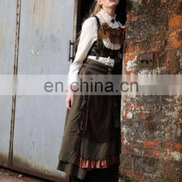 Steampunk RQBL Women's High Collar Longsleeve Blouse With Jabot photo-6