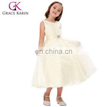 Grace Karin Sleeveless V-Neck Champagne Lace Flower Girl Princess Pageant Dress 2~12Years CL008938-3