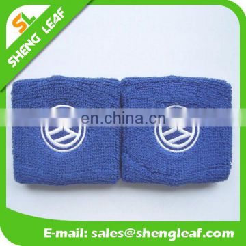 Blue high quality cotton wrist band with embroidered logo