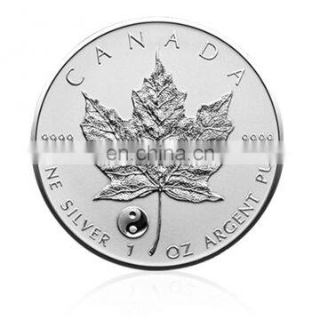 Hot Sale Top Quality Custom Made Cannada Leaf Commercial Souvenir Pure Sliver 999 Sliver Coin