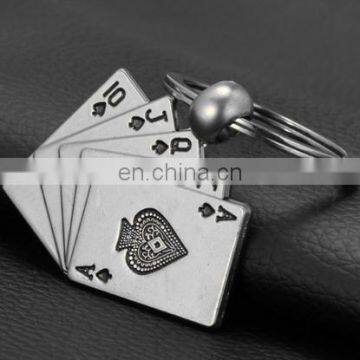 Custom Promotion Gifts Fashion Poker Shape Stainless Metal Keychain photo-2