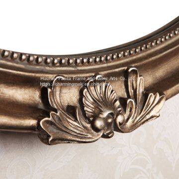 PU European Antique Design Gold Wall Mirror Decorative Gold Oval Wall Mirror photo-4