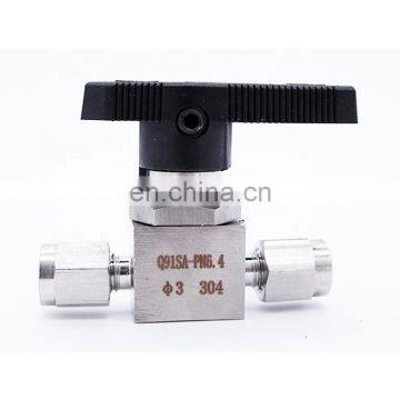 Ball valve 3 6 8 10 12 mm 1/8" 1/4" 3/8" 1/2" hard tube stainless steel 304 high pressure temperature 2 way card set ball valve