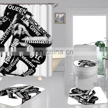 Black white African American waterproof  woman shower curtain with sets