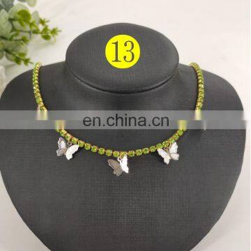Ins Women Butterfly Necklace Luxury Rhinestones Small Pendant Necklace Sparking Bling Hip Hop Crystal Choker Jewelry photo-6
