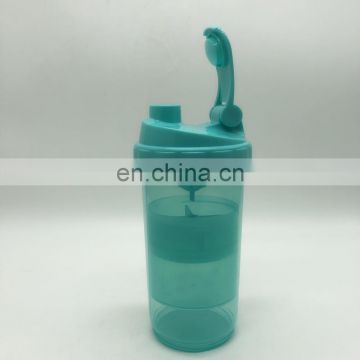 Wholesale Customized Two-layer Green Plastic  GYM Shake Drink Water Bottle