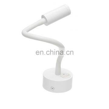 led hose spotlight 3W with switch bedroom bedside hotel wall lamp creative elbow plug line picture light