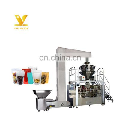 Kingvictor High Speed  Dried Food /Olive/Beans/Seed/Candy  Stand Up Pouch Doypack Corn Flake Filling and Packing Machine