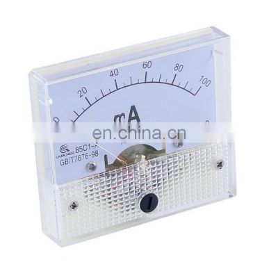 85C1-mA DC pointer analog ammeter panel 1mA 2mA 3mA 5mA 10mA 20mA 30mA 50mA 100mA 150mA 100mA 150mA 200mA 300mA 500mA