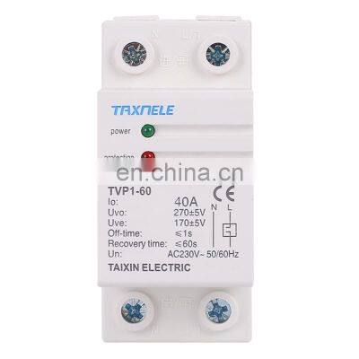 230V AC 40A 63A Din Rail Auto Recovery Voltage Protective Over Under Voltage Relay Device Protector Overvoltage Protection