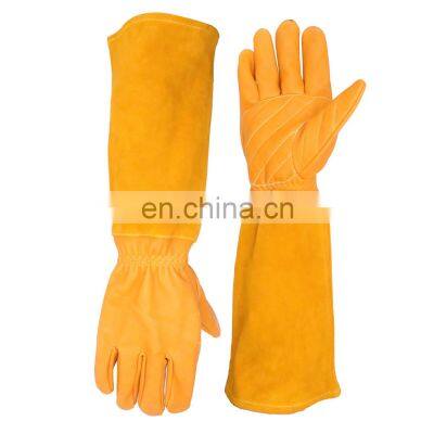 HANDLANDY Thorn Proof Long Sleeve Rose Pruning Gloves Yard Work Gloves for Gardener Leather Gloves Women