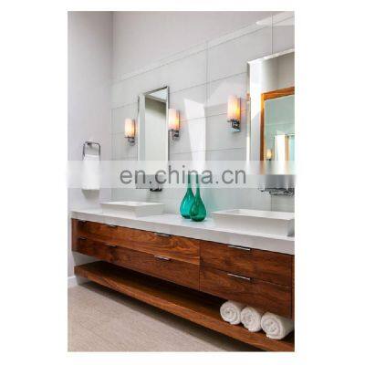 Double Modern Makeup Wooden Bathroom Vanity Cabinets With Mirror Lights photo-3