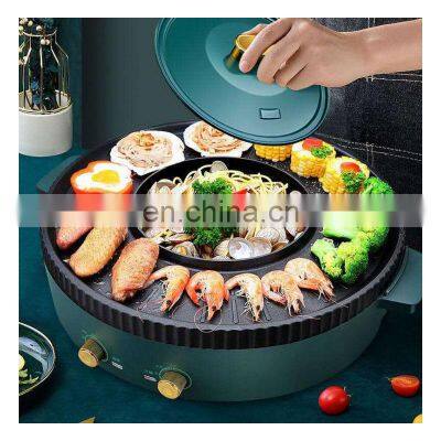 Smokeless Commercial Teppanyaki Mini Hotpot Bbg Sandwich Round Electric Salamander Grill