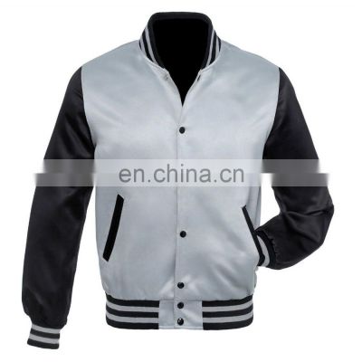 Baseball lettermen varsity jacket for men with leather sleeve custom embroidery patched logo