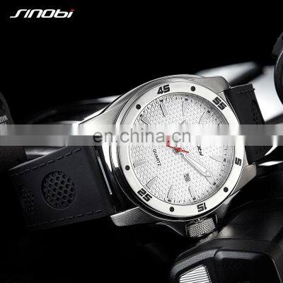 SINOBI  Men's Sport Watch 316L Stainless Steel Case Silicone Band Luminous Pointer Calendar Jam Tangan Pria Watch Luxury 1253G