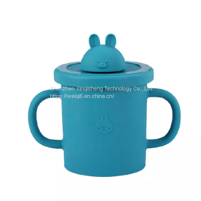 BPA Free Baby Silicone Sippy Cups Animal Shape Kids Toddler Training Drinking Silicon Straw Cup With Lid photo-3