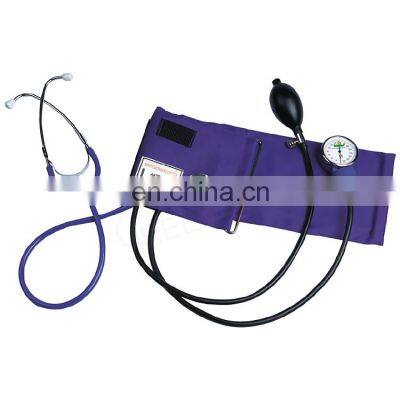 Medical adult aneroid sphygmomanometer with stethoscope