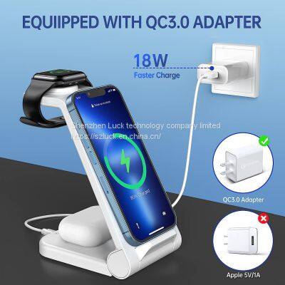 2023 Latest Model Fast 3 in 1 Wireless Charger Stand Dock Foldable Magnetic Quick 23W Support OEM photo-2