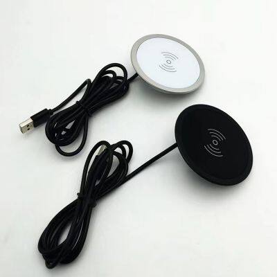 15W Built-in Furniture Wireless Charger for Phones Embedded Under Table Charger with Usb Port for Desk Sofa